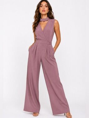 NWT Wildfang Empower High Waisted Wide leg V Neck Choker Button Collar Sz 12